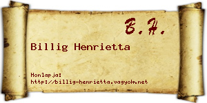 Billig Henrietta névjegykártya